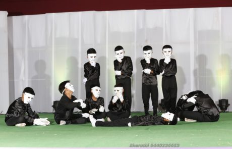 Students performing mime show